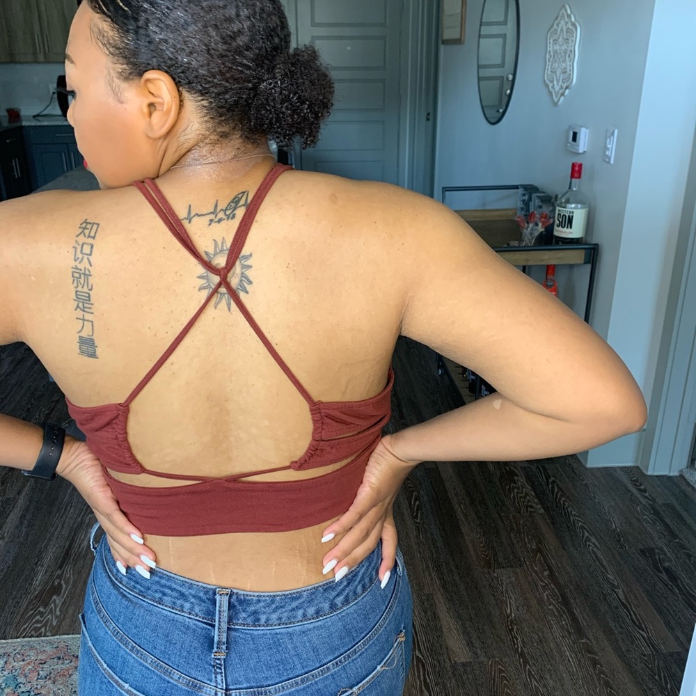 Rust Strappy back crop top